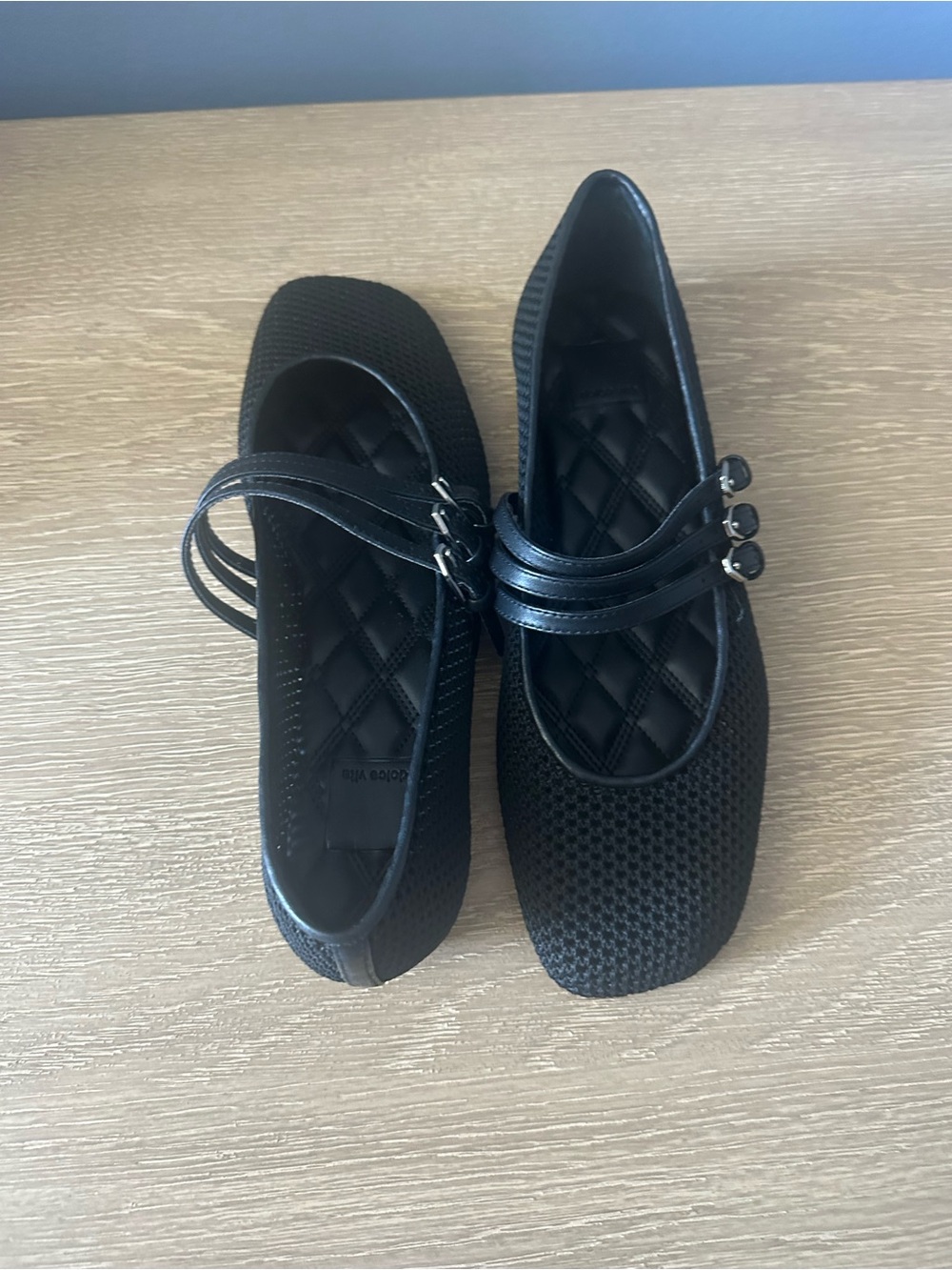 Dolce Vita Black Triple-Strap Mary Jane Flats